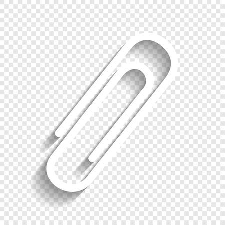 Clip sign illustration. Vector. White icon with soft shadow on transparent background.のイラスト素材