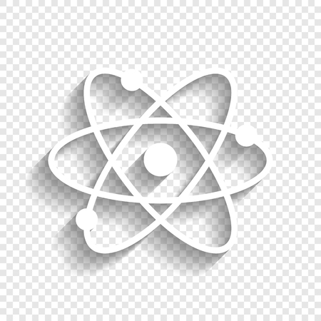 Atom sign illustration. Vector. White icon with soft shadow on transparent background.のイラスト素材
