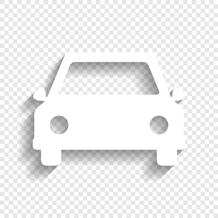 Car sign illustration. Vector. White icon with soft shadow on transparent background.のイラスト素材