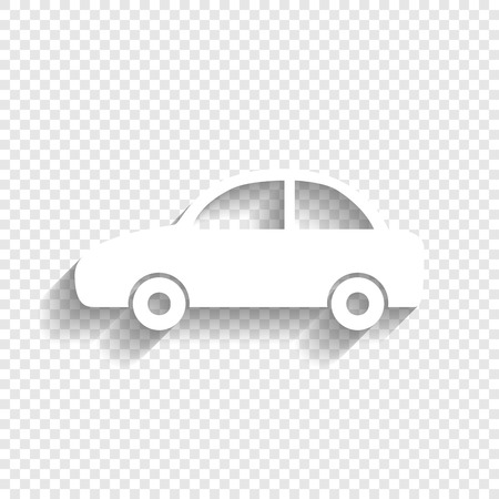 Car sign illustration. Vector. White icon with soft shadow on transparent background.のイラスト素材