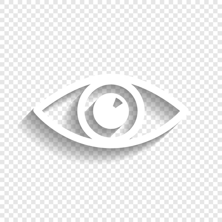 Eye sign illustration. Vector. White icon with soft shadow on transparent background.のイラスト素材