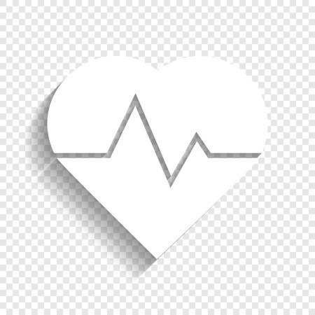 Heartbeat sign illustration. Vector. White icon with soft shadow on transparent background.のイラスト素材