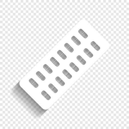 Medical Pills sign. Vector. White icon with soft shadow on transparent background.のイラスト素材