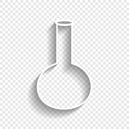 Tube. Laboratory glass sign. Vector. White icon with soft shadow on transparent background.のイラスト素材