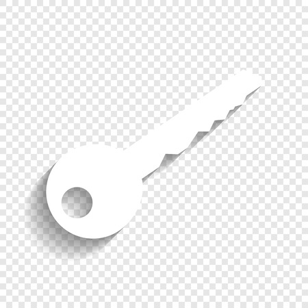 Key sign illustration. Vector. White icon with soft shadow on transparent background.のイラスト素材