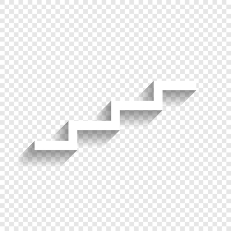 Stair up sign. Vector. White icon with soft shadow on transparent background.のイラスト素材