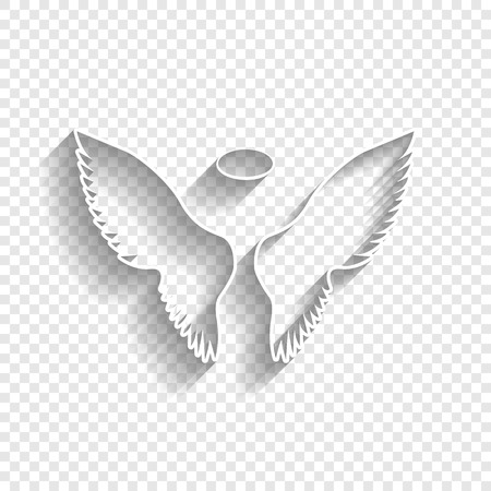 Wings sign illustration. Vector. White icon with soft shadow on transparent background.のイラスト素材