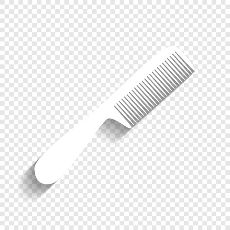 Comb simple sign. Vector. White icon with soft shadow on transparent background.のイラスト素材