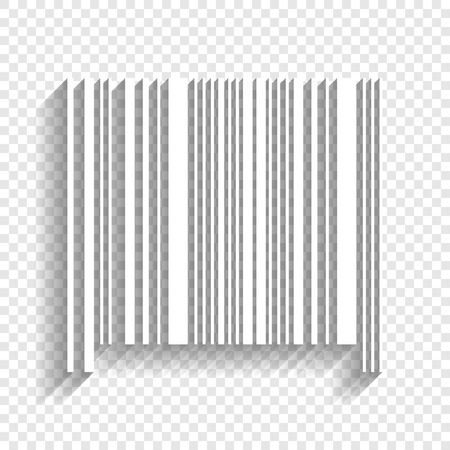 Bar code sign. Vector. White icon with soft shadow on transparent background.のイラスト素材