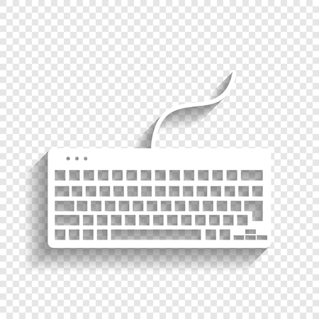 Keyboard simple sign. Vector. White icon with soft shadow on transparent background.のイラスト素材