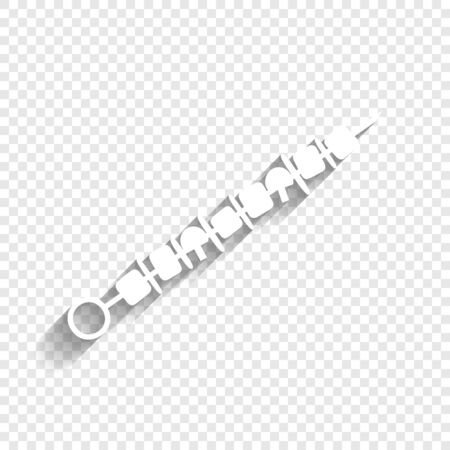 Shish kebab on skewers sign. Vector. White icon with soft shadow on transparent background.のイラスト素材