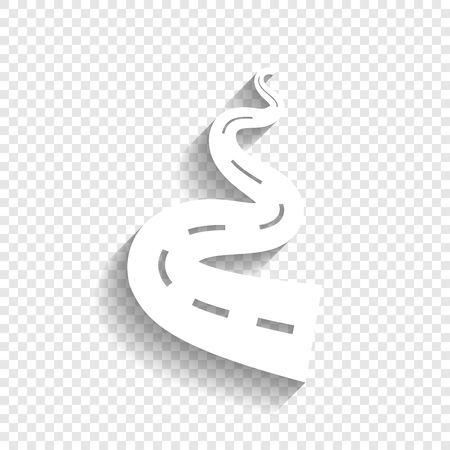 Road simple sign. Vector. White icon with soft shadow on transparent background.のイラスト素材