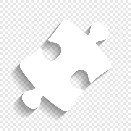 Puzzle piece sign. Vector. White icon with soft shadow on transparent background.のイラスト素材