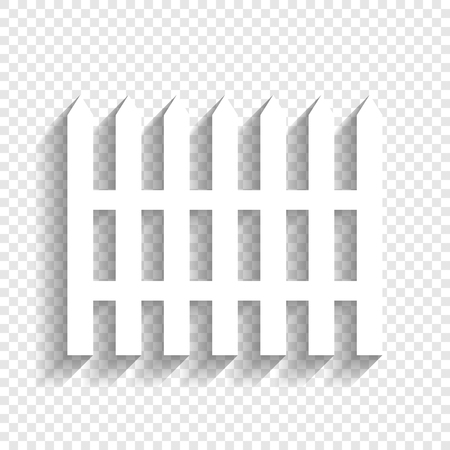 Fence simple sign. Vector. White icon with soft shadow on transparent background.のイラスト素材