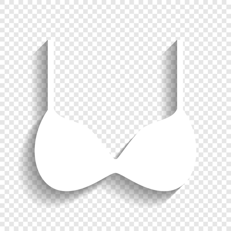 Bra simple sign. Vector. White icon with soft shadow on transparent background.のイラスト素材