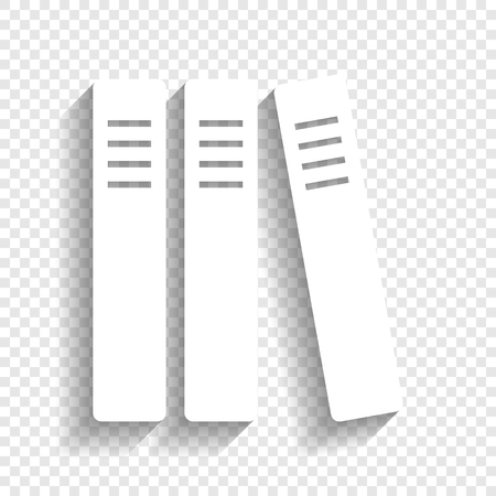 Row of binders, office folders icon. Vector. White icon with soft shadow on transparent background.のイラスト素材
