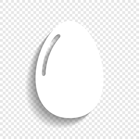 Chicken egg sign. Vector. White icon with soft shadow on transparent background.のイラスト素材