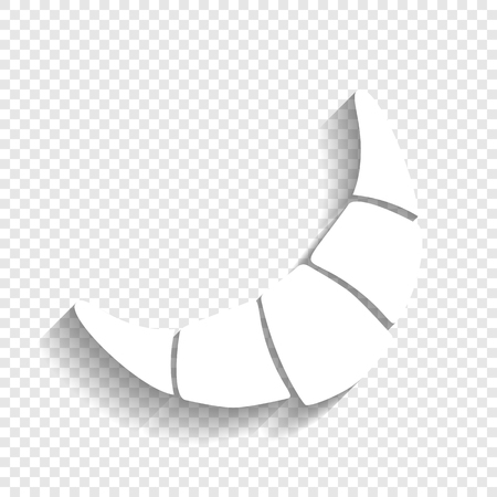 Croissant simple sign. Vector. White icon with soft shadow on transparent background.のイラスト素材