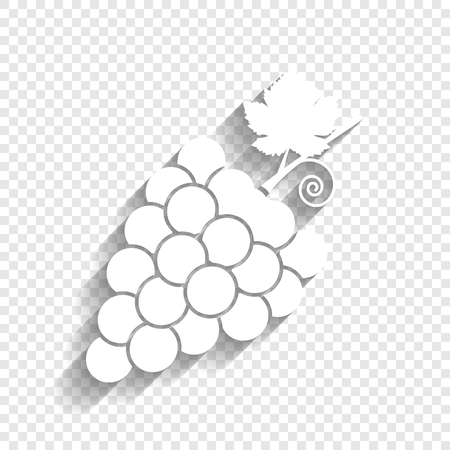 Grapes sign illustration. Vector. White icon with soft shadow on transparent background.のイラスト素材