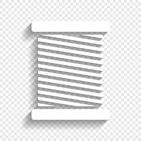 Thread sign illustration. Vector. White icon with soft shadow on transparent background.のイラスト素材