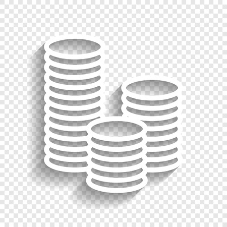 Money sign illustration. Vector. White icon with soft shadow on transparent background.のイラスト素材