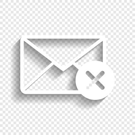 Mail sign illustration with cancel mark. Vector. White icon with soft shadow on transparent background.のイラスト素材