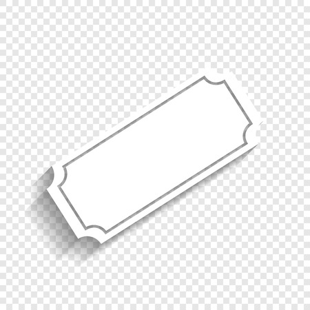 Ticket sign illustration. Vector. White icon with soft shadow on transparent background.のイラスト素材