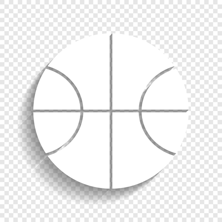 Basketball ball sign illustration. Vector. White icon with soft shadow on transparent background.のイラスト素材