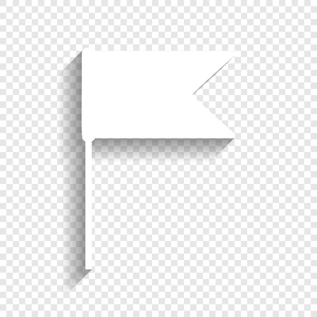 Flag sign illustration. Vector. White icon with soft shadow on transparent background.のイラスト素材