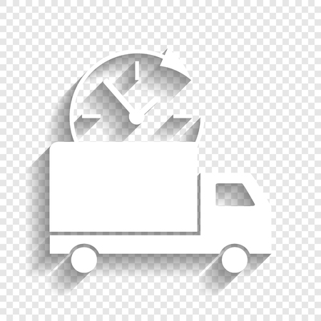 Delivery sign illustration. Vector. White icon with soft shadow on transparent background.のイラスト素材