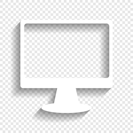 Monitor with brush sign. Vector. White icon with soft shadow on transparent background.のイラスト素材