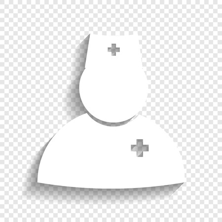 Doctor sign illustration. Vector. White icon with soft shadow on transparent background.のイラスト素材