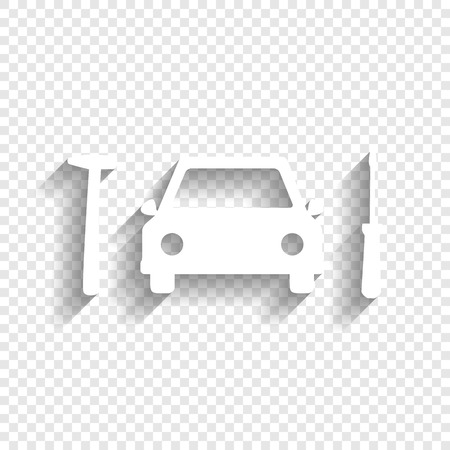Car tire repair service sign. Vector. White icon with soft shadow on transparent background.のイラスト素材