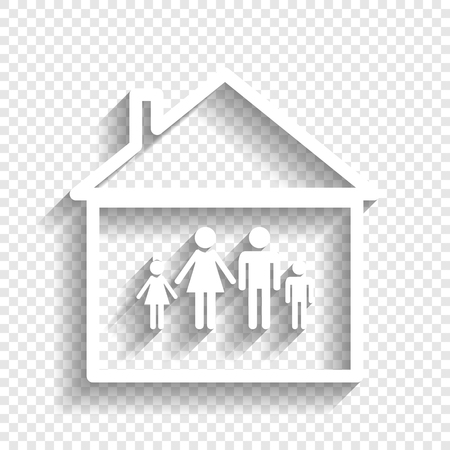 Family sign illustration. Vector. White icon with soft shadow on transparent background.のイラスト素材