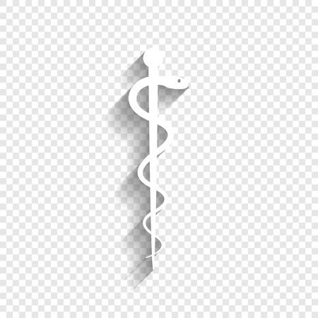 Symbol of the Medicine. Vector. White icon with soft shadow on transparent background.のイラスト素材