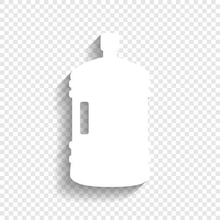 Plastic bottle silhouette sign. Vector. White icon with soft shadow on transparent background.のイラスト素材