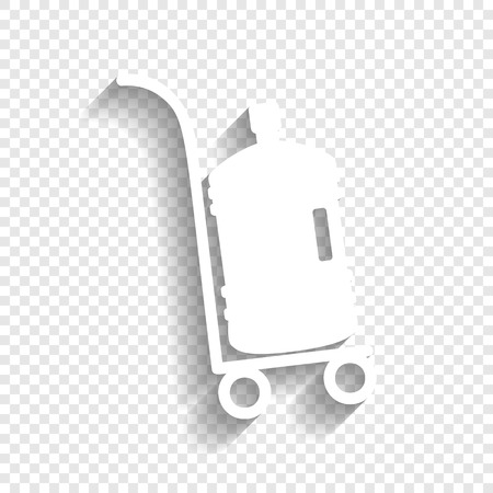 Plastic bottle silhouette with water. Big bottle of water on track. Vector. White icon with soft shadow on transparent background.のイラスト素材