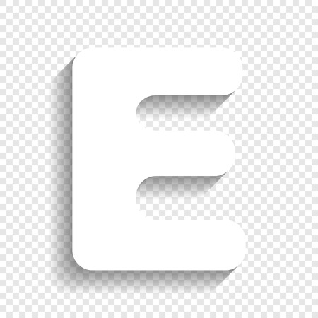 Letter E sign design template element. Vector. White icon with soft shadow on transparent background.のイラスト素材