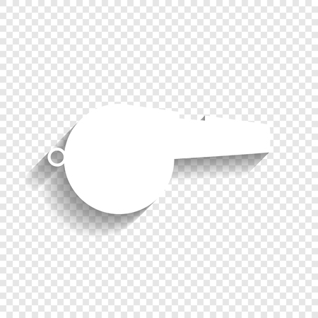 Whistle sign. Vector. White icon with soft shadow on transparent background.のイラスト素材