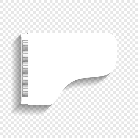 Concert grand piano sign. Vector. White icon with soft shadow on transparent background.のイラスト素材