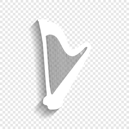 Musical instrument harp sign. Vector. White icon with soft shadow on transparent background.のイラスト素材
