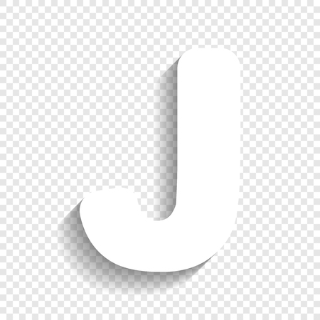 Letter J sign design template element. Vector. White icon with soft shadow on transparent background.のイラスト素材