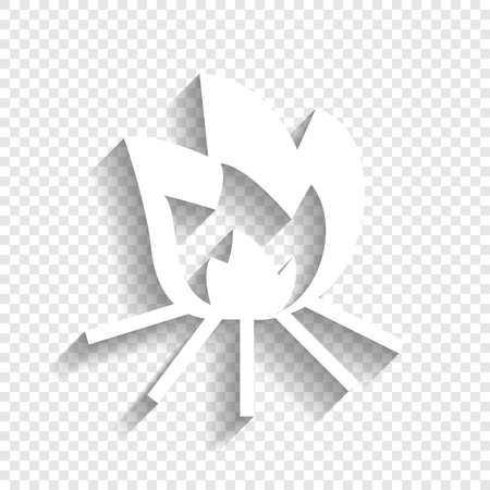 Fire sign. Vector. White icon with soft shadow on transparent background.のイラスト素材