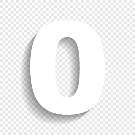 Number 0 sign design template element. Vector. White icon with soft shadow on transparent background.のイラスト素材