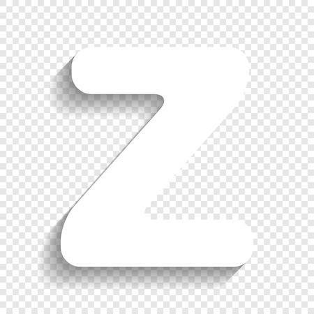 Letter Z sign design template element. Vector. White icon with soft shadow on transparent background.のイラスト素材