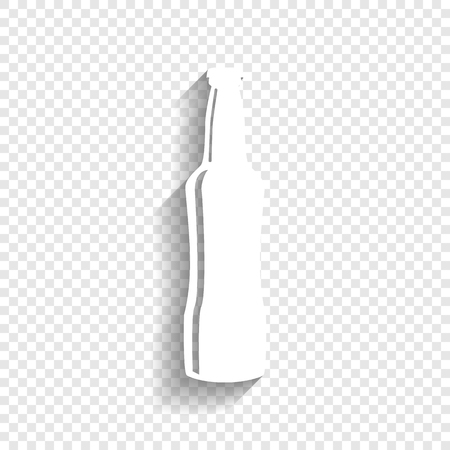 Beer bottle sign. Vector. White icon with soft shadow on transparent background.のイラスト素材