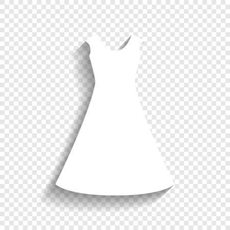 Beautiful long dress sign. Vector. White icon with soft shadow on transparent background.のイラスト素材