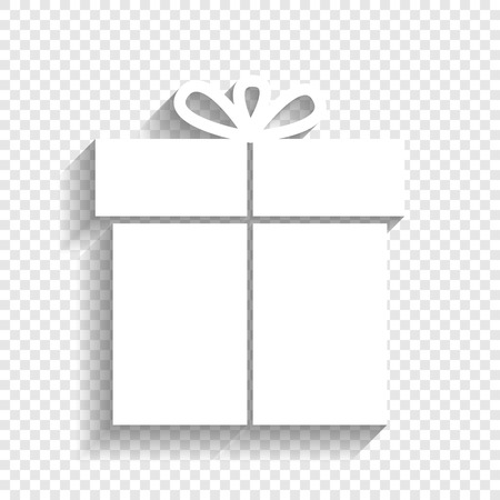 Gift sign. Vector. White icon with soft shadow on transparent background.のイラスト素材