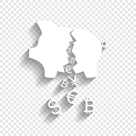 Pig money bank sign. Vector. White icon with soft shadow on transparent background.のイラスト素材