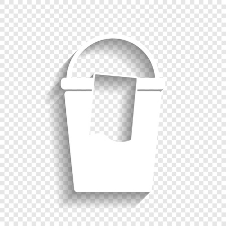 Bucket and a rag sign. Vector. White icon with soft shadow on transparent background.のイラスト素材